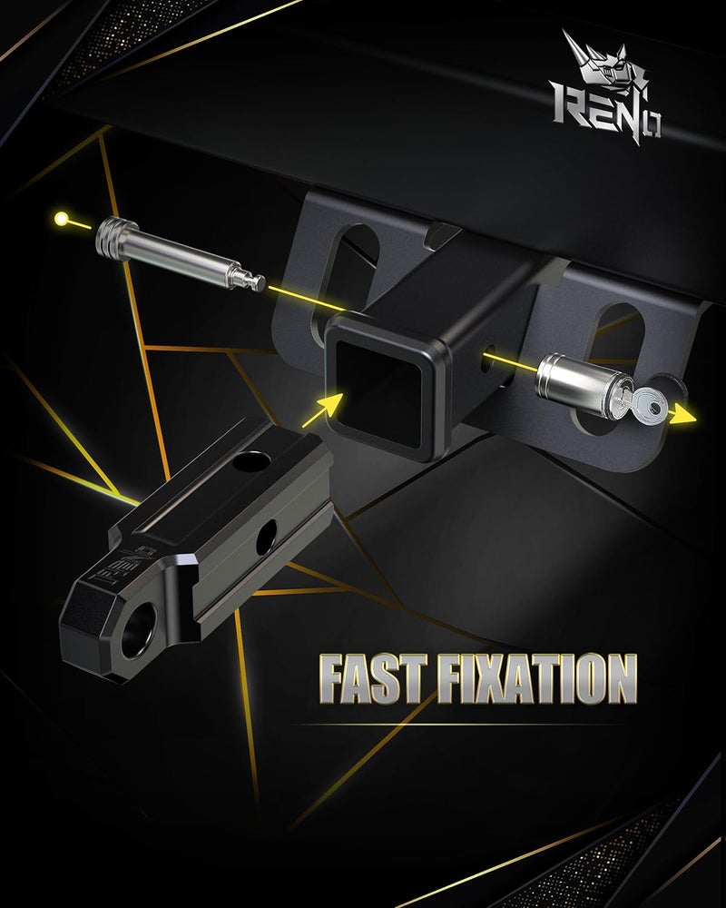 Reno Shackle Hitch Receiver, 2" Receiver Towing Mount Heavy Duty 45,000 lbs Compatible with 3/4" D-Ring Shackle for Trucks Off-Road SUV 4x4 Vehicle Towing Recovery (Aluminum, Black) - Image 5